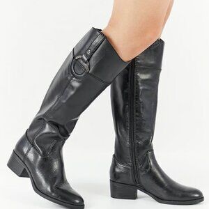 Alfani Women Bexleyy Mid Calf Ridding Boots, Black (Genuine Leather)